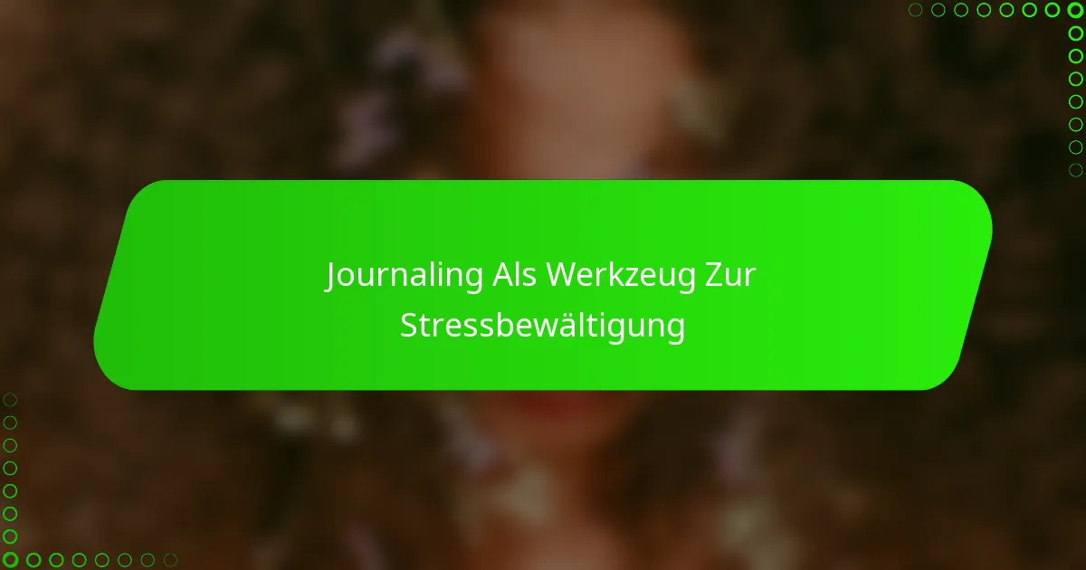 Journaling Als Werkzeug Zur Stressbewältigung