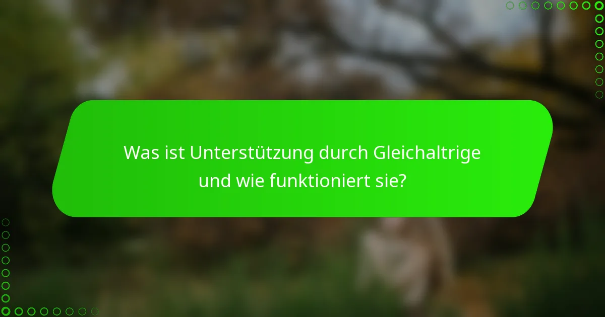 Was ist Unterstützung durch Gleichaltrige und wie funktioniert sie?