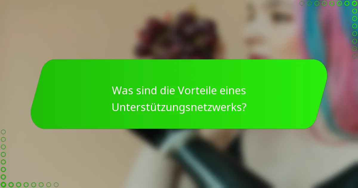Was sind die Vorteile eines Unterstützungsnetzwerks?